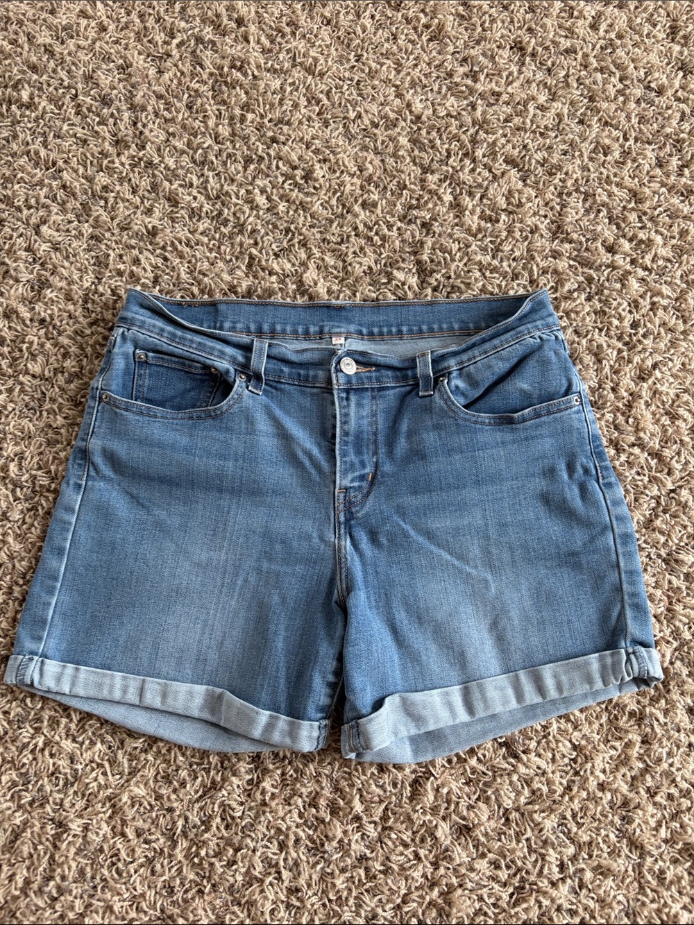 Levi's Light Blue Rolled Hem Denim Shorts